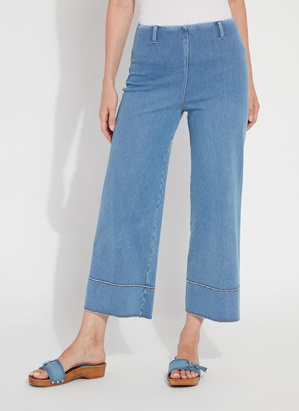 Margo Wide Leg Crop Denim - Bleached Blue