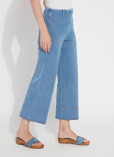 Margo Wide Leg Crop Denim - Bleached Blue