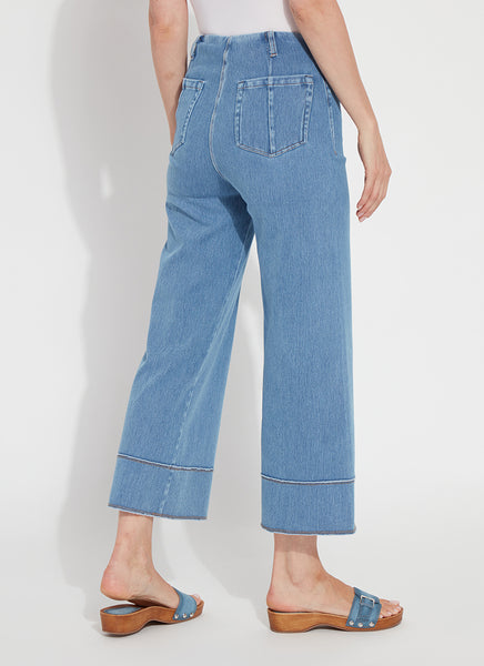 Margo Wide Leg Crop Denim - Bleached Blue