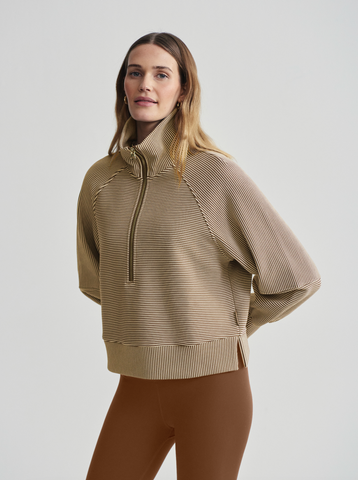 Milano Half Zip Sweat - Golden Bronze/Egret