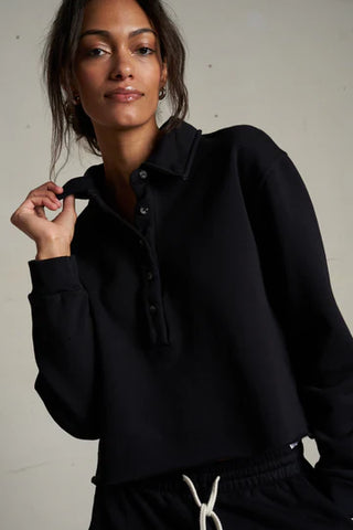 Vinny Fleece Henley Sweatshirt - True Black