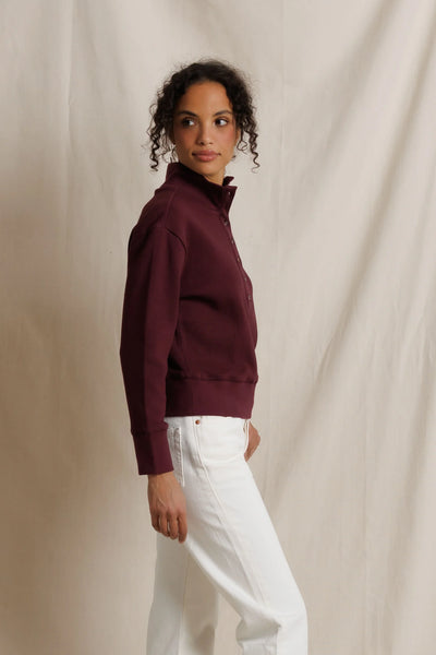Zia Waffle Knit Pullover - Cherry Lacquer