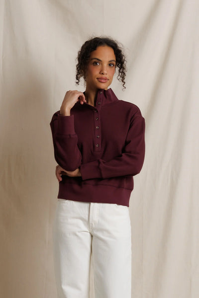 Zia Waffle Knit Pullover - Cherry Lacquer