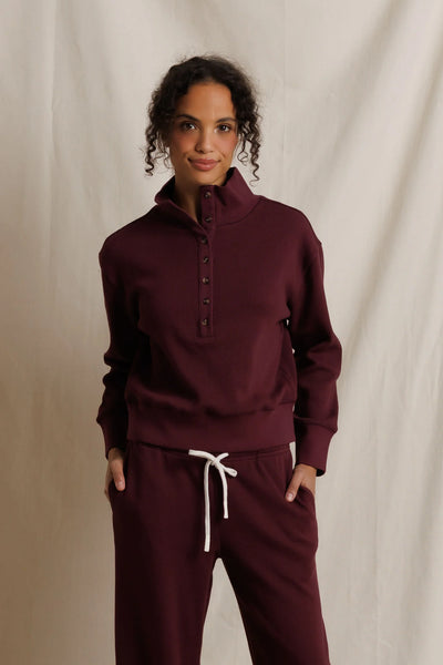 Zia Waffle Knit Pullover - Cherry Lacquer