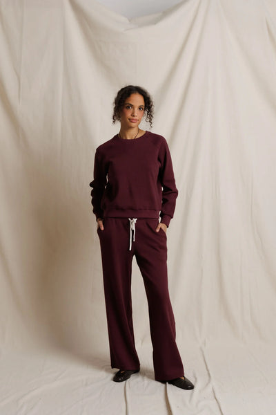 Zia Waffle Knit Pullover - Cherry Lacquer
