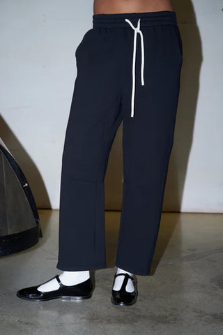 Fallon Fleece Barrel Leg Sweatpants - True Black