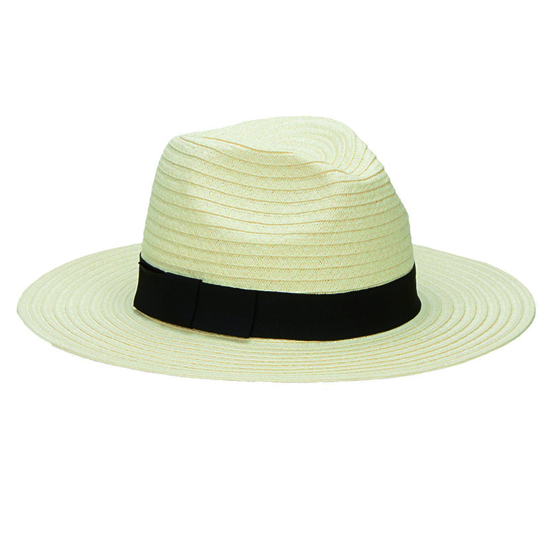 Paper Braided Fedora With Bow - Ivory
