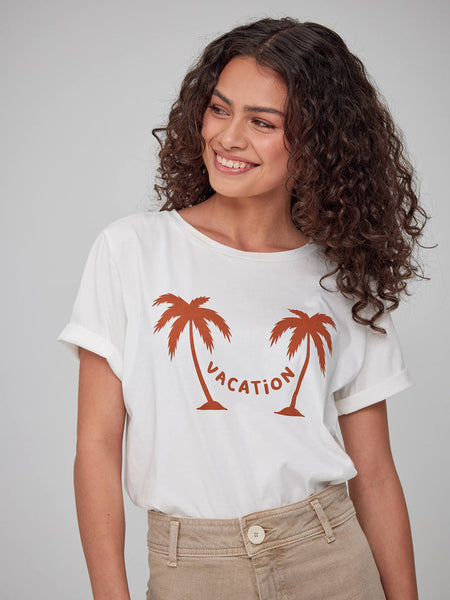 Lola Vacation Palm Tee - Off White