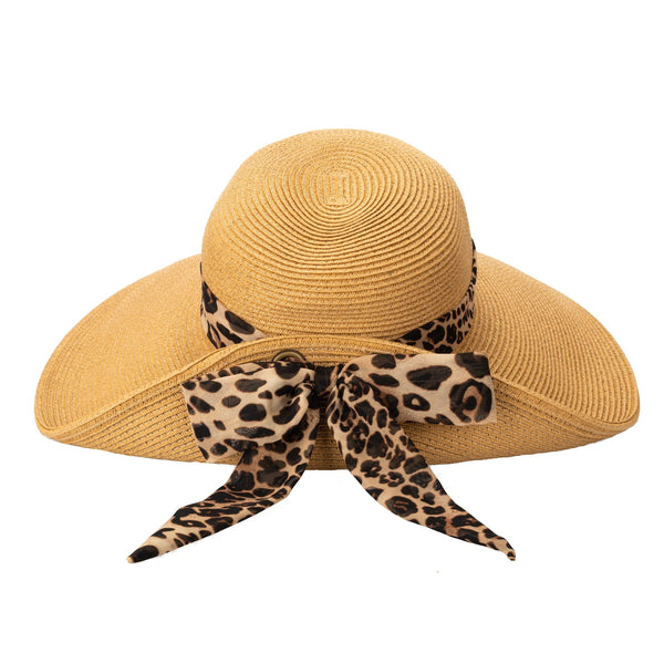 Ultrabraid Fold Back Bow Sun Hat - Leopard