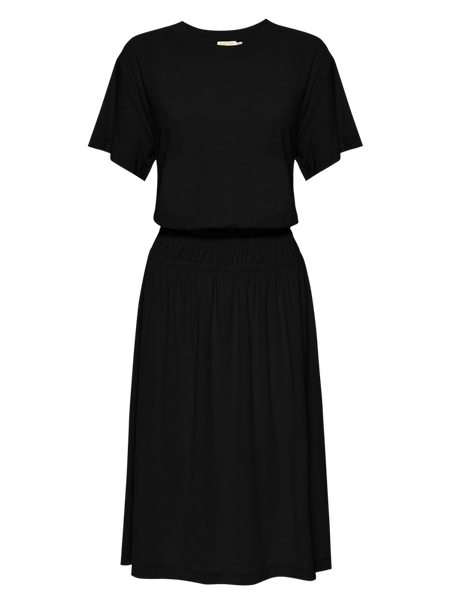 Winslow Shirred T-Shirt Dress - Jet Black