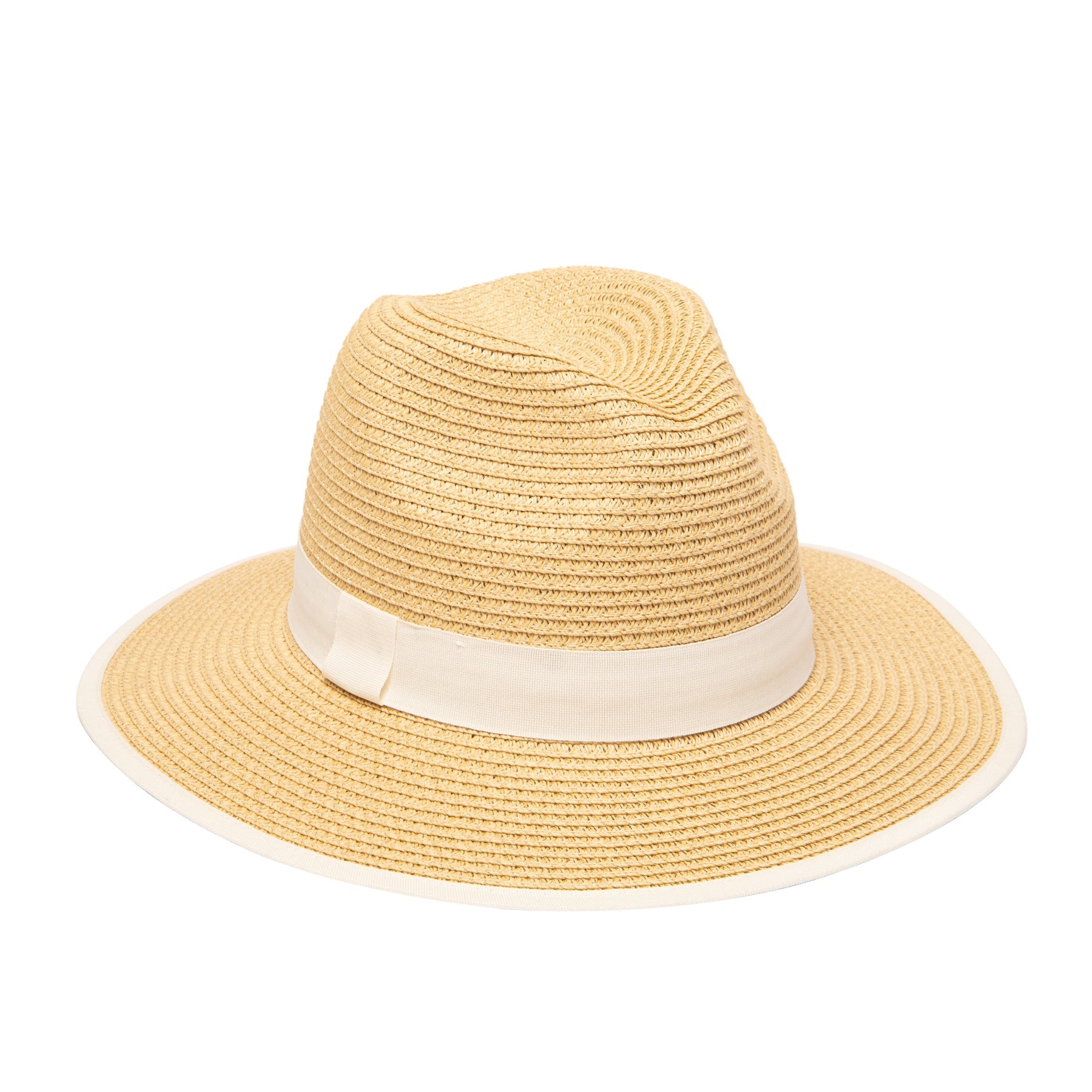 Paperbraid Fedora With Pop Color Grosgrain - Ivory